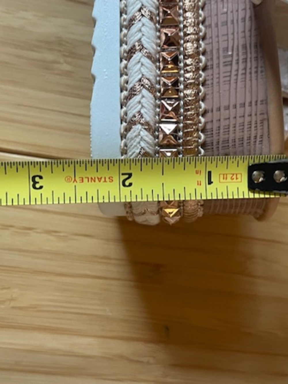White Wedge Sandals with Rose Gold Color Beading - size 9 - Picture 6 of 8